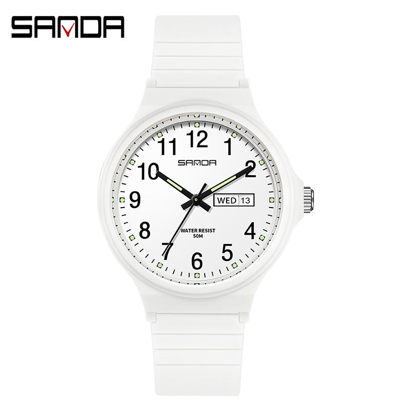 Sanda Dual Calendar Quartz Watch – Waterproof Casual Student Watch for Kids