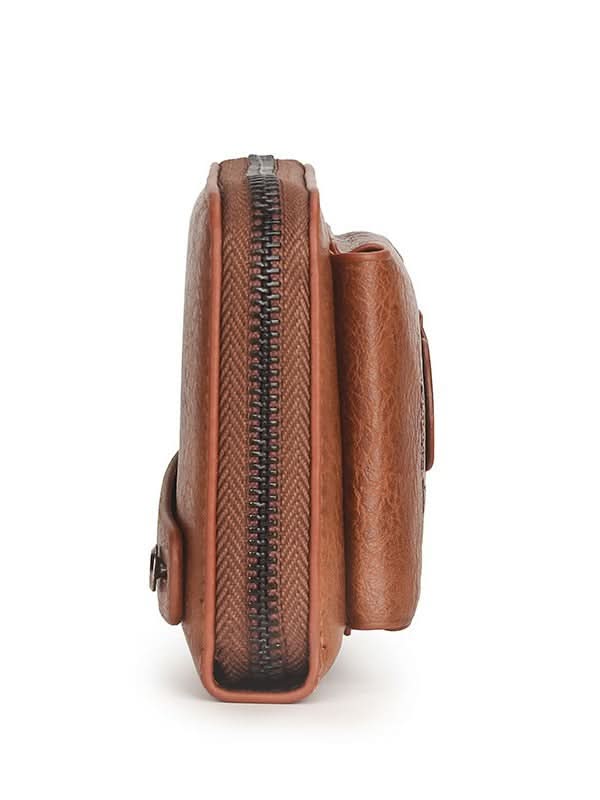 Men's PU Leather Wallet Clutch – Phone Bag with Zipper Closure
