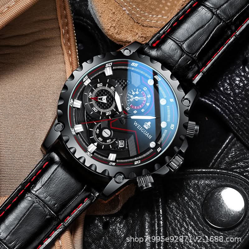 Black Warrior Men’s Classic Watch – Waterproof, Luminous, Calendar Display