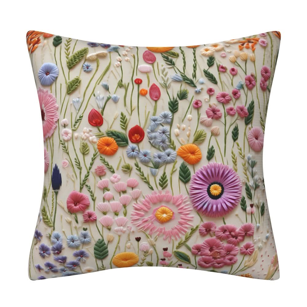 3D Imitation Embroidery Flower Pillow Cover