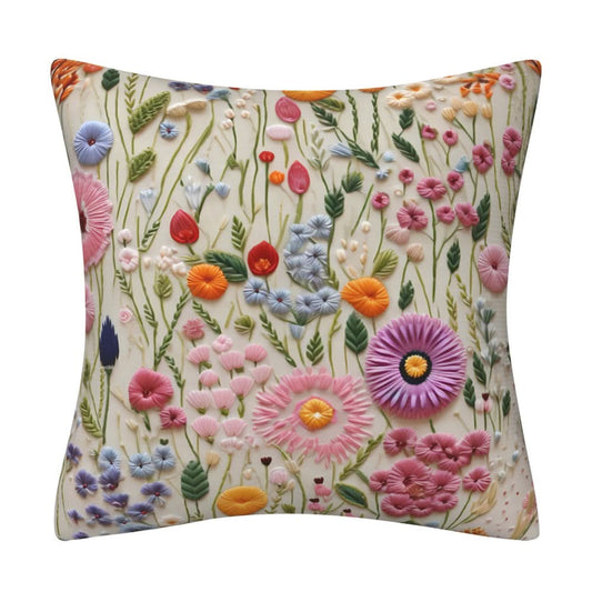 3D Imitation Embroidery Flower Pillow Cover