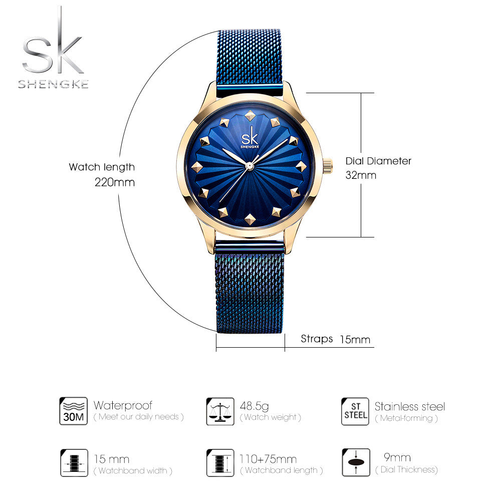 SK Women’s Quartz Watch – Fashion Stainless Steel Wristwatch with Japanese Movement