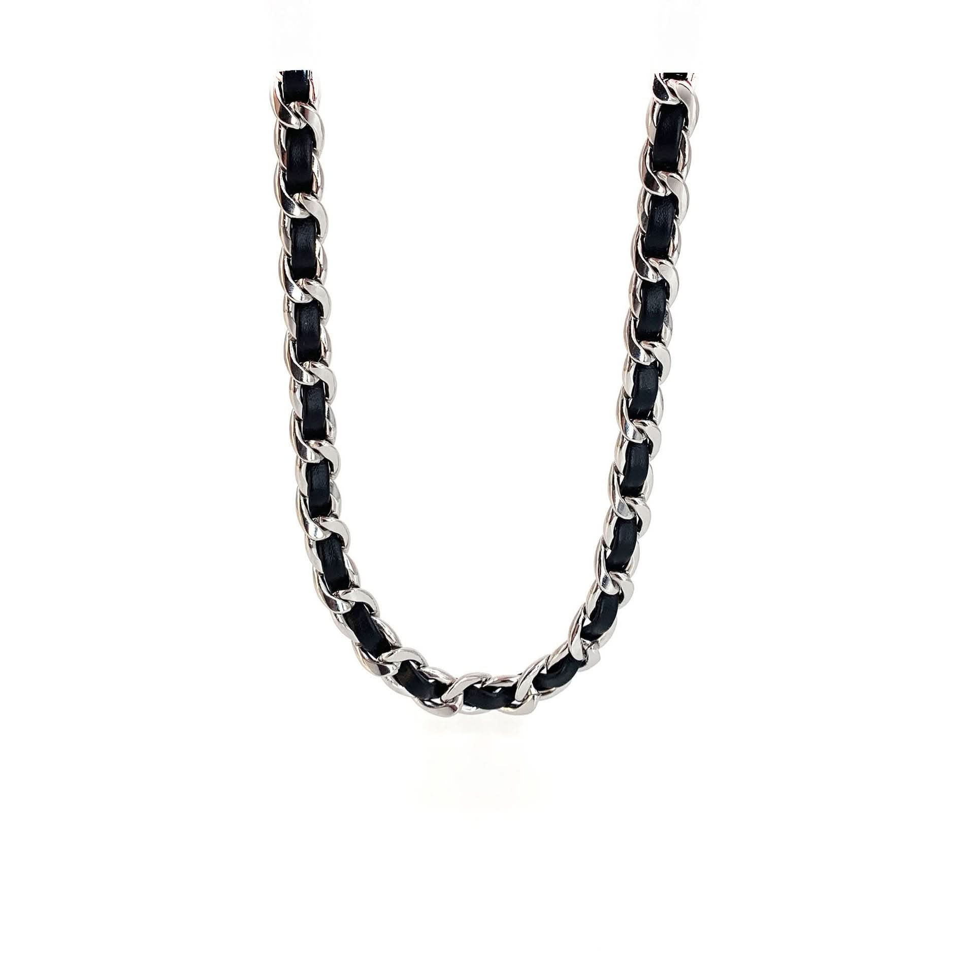 Men’s Minimalist Black Titanium Steel Necklace – Trendy Chain