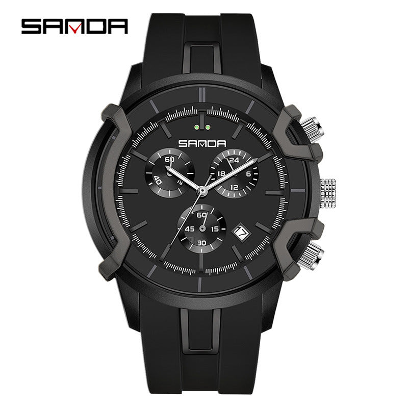 Sanda Men’s Silicone Quartz Watch – 50M Waterproof Casual Analog Watch