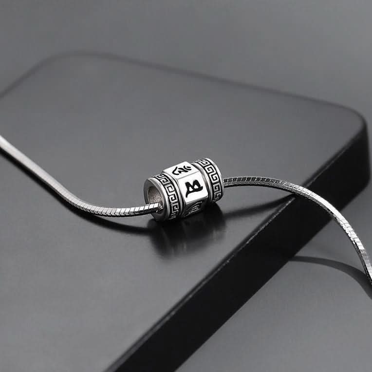 Men’s Retro Six-Word Mantra Necklace – Rotatable Pendant
