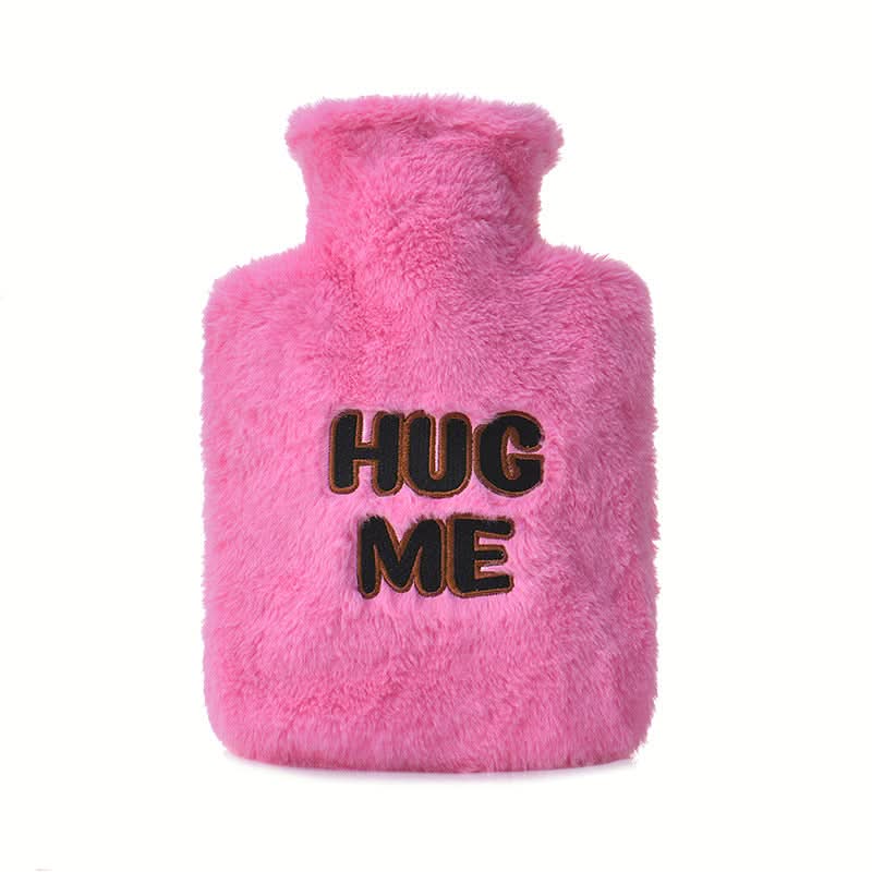 Flannel Hot Water Bottle with 'Hug Me' Plush Cover