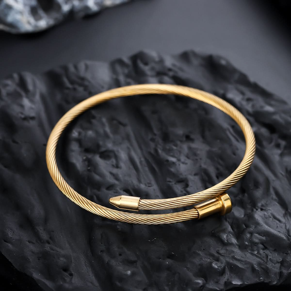 Men’s Trendy Titanium Steel Nail Bracelet – Minimalist Polished Cuff