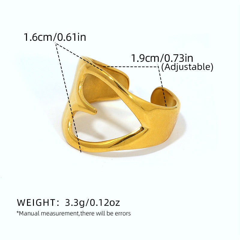 Gold Heart Open Ring – Adjustable Stainless Steel Love Ring for Women