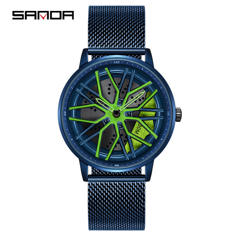 Sanda High-Value Men’s Quartz Watch – Mesh Strap, Waterproof 30M, Trendy Business Style