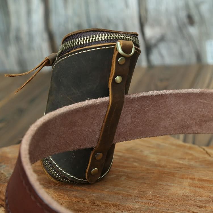 Vintage Leather Key Pouch – Zipper Key & Card Holder