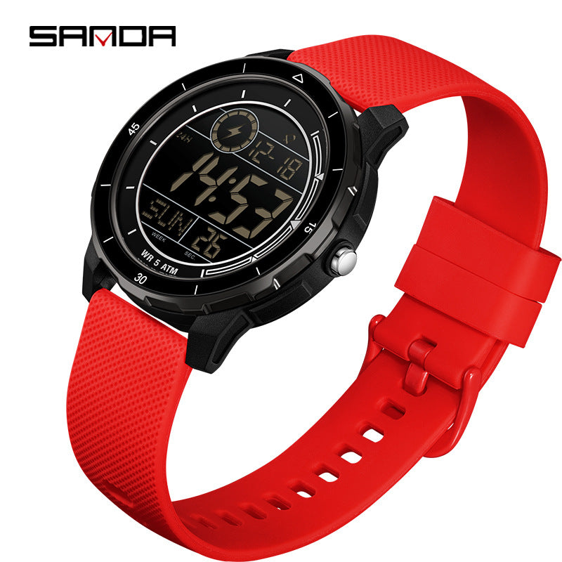 Sanda Men’s Sports Digital Watch – Multifunctional, Silicone Strap, Outdoor Student Watch