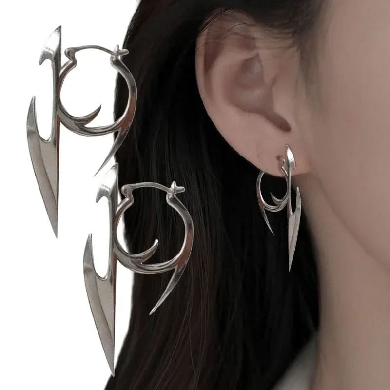 Cyberpunk Geometric Dagger Earrings Unisex