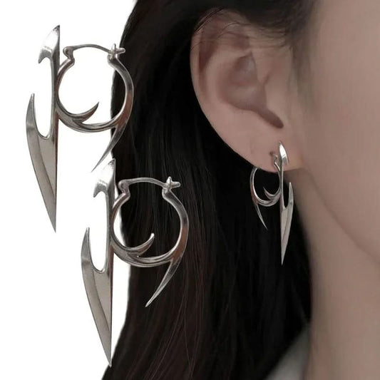 Cyberpunk Geometric Dagger Earrings Unisex