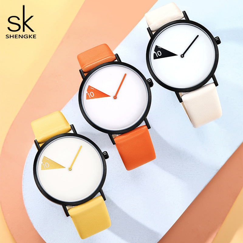 SK Women’s Quartz Watch – Fashion Waterproof Casual Leather Strap Wristwatch