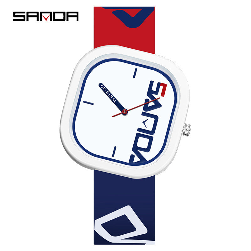 Sanda Square Sports Watch – Waterproof Silicone Analog Watch for Students & Casual Wear