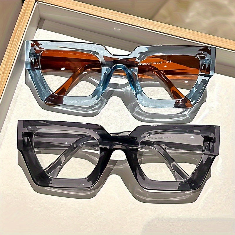 Y2K Square Frame Sunglasses with Thick Rim & Blue Light Protection | Trendy Fashion Glasses