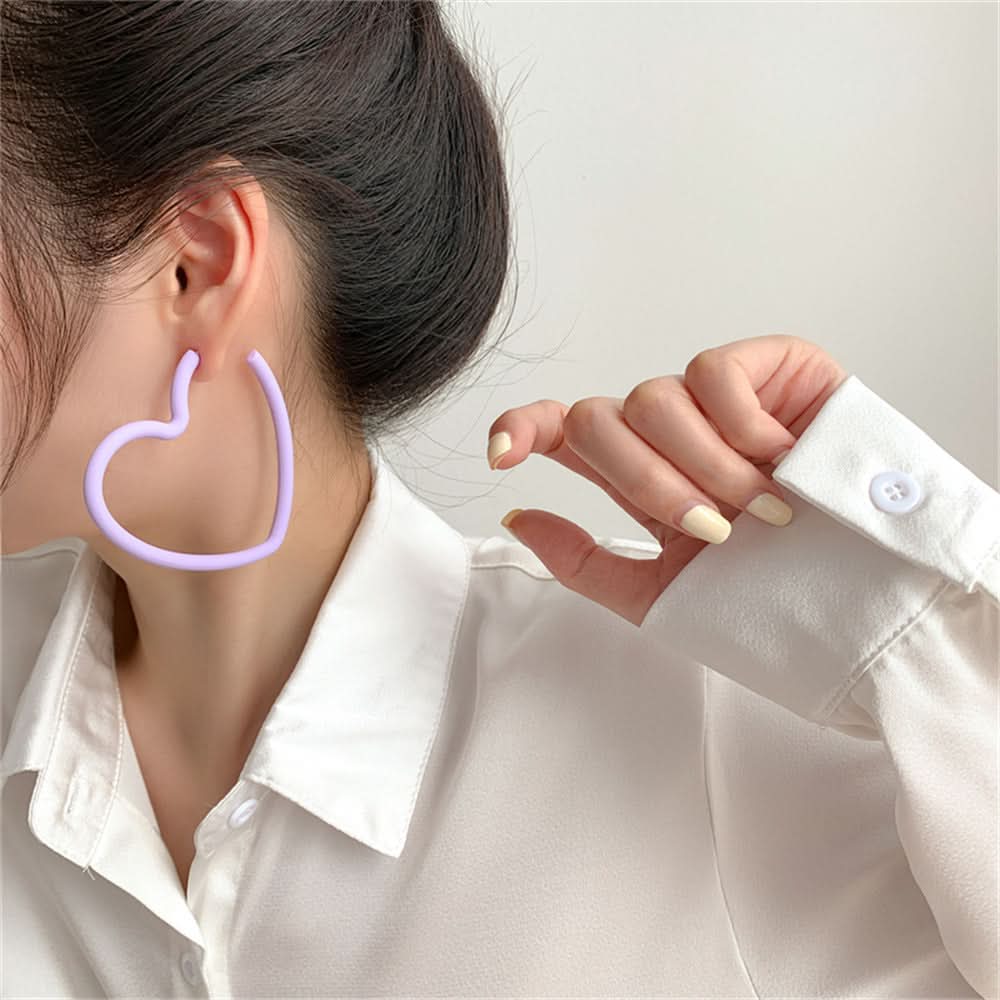 Candy Color Love Earrings - Acrylic Open Hoop for Women
