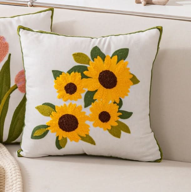 Pastoral Style Embroidered Flower Pillowcase