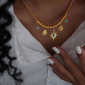 Vintage Turquoise Sunflower Necklace – Retro Gold Pendant Jewelry for Women