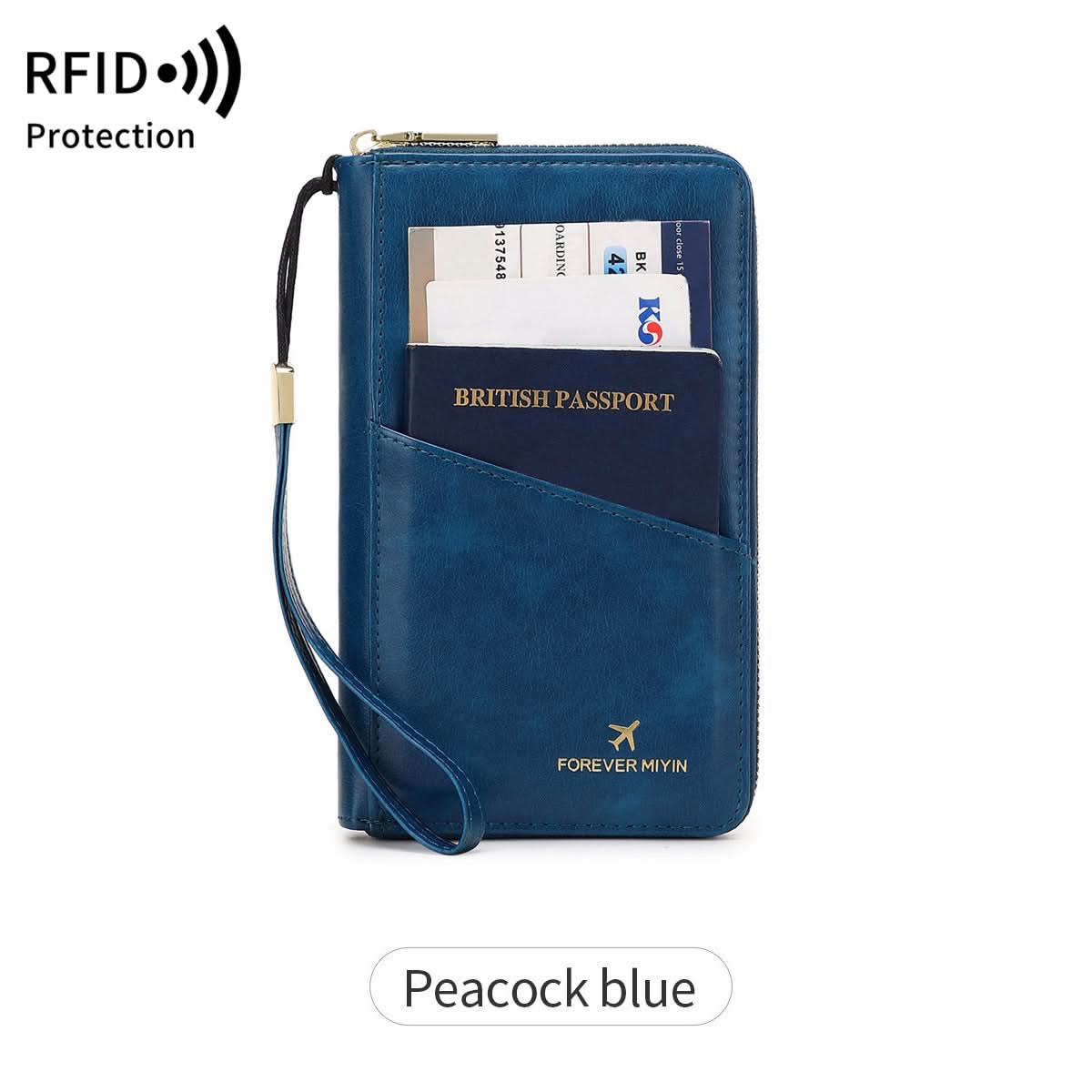 RFID Anti-Theft Travel Passport Wallet – Zipper Organizer for Documents & Tickets