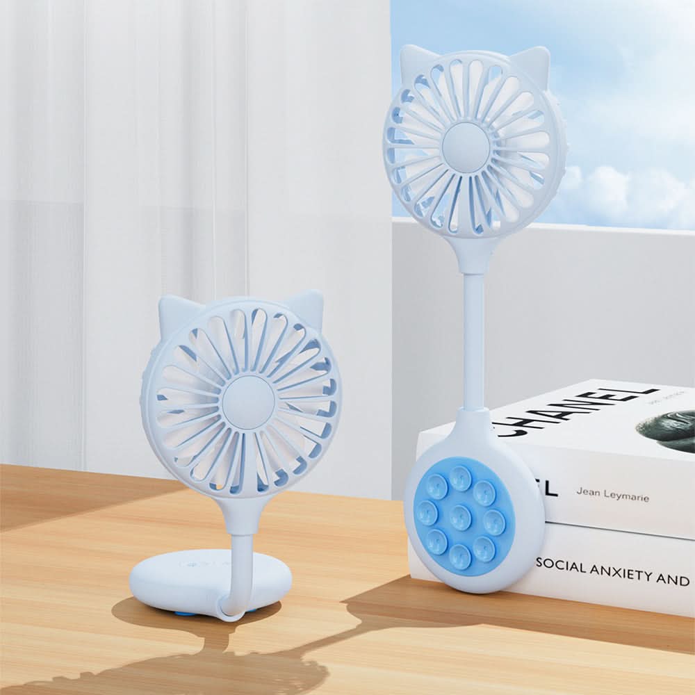 Portable USB Mini Fan with Suction Cup – Rechargeable, Hands-Free