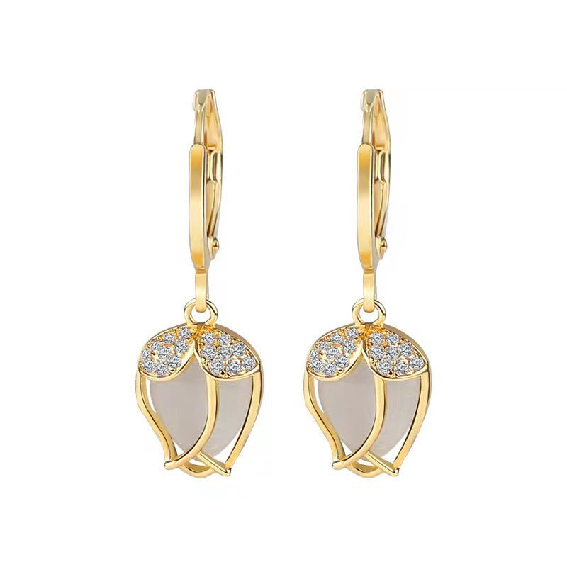 Tulip Cat’s Eye Earrings for Women – Trendy Geometric Design