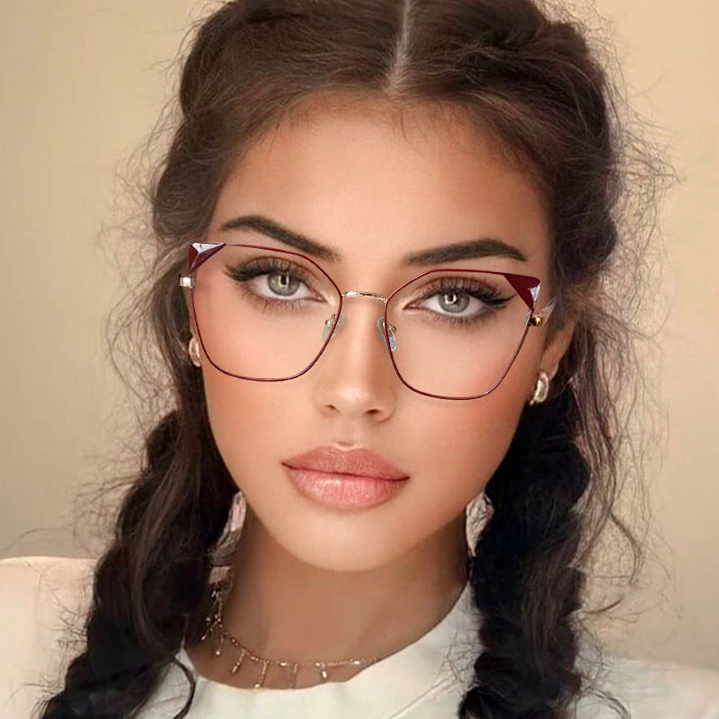 Women’s Oversized Square Metal Blue Light Glasses – Anti-UV Optical Frames