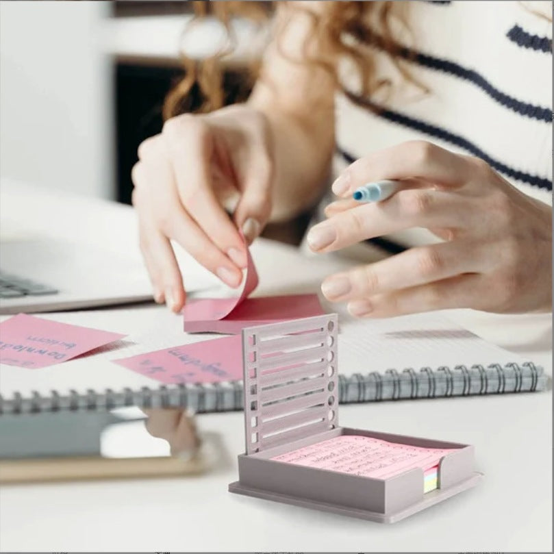 Sticky Note Template Box – ABS Desk Organizer with Post-It Notes, Office & School Supply