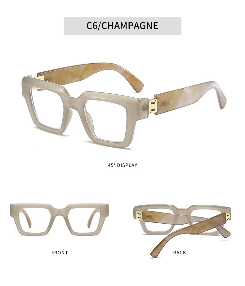 Marble Pattern Square Sunglasses with Blue Light Protection | Oversized Unisex Frame