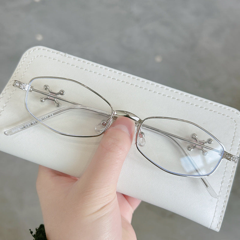 Women's Polygonal Anti-Blue Light Glasses – Irregular Metal Frame Myopia Eyewear