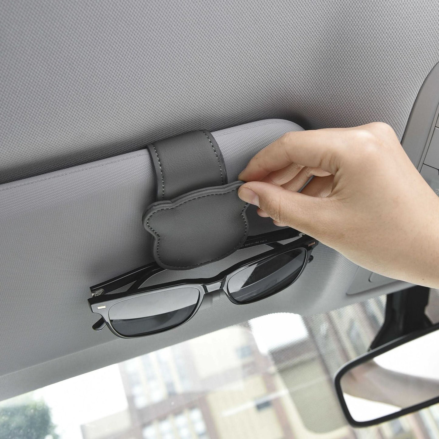 Bear Leather Car Glasses Clip & Sun Visor Holder