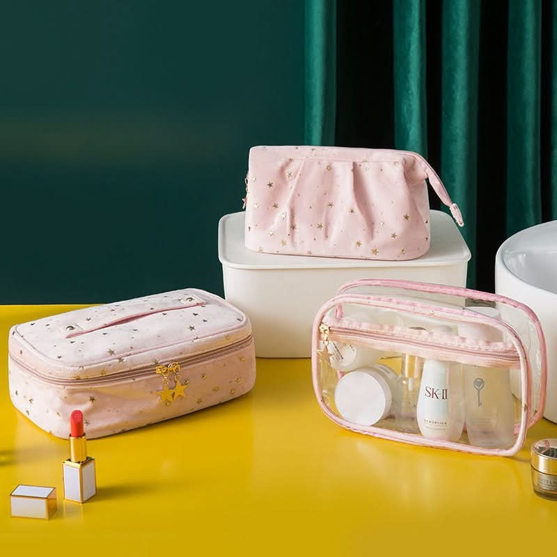 Velvet Makeup & Toiletry Bag - Portable Cosmetics Storage