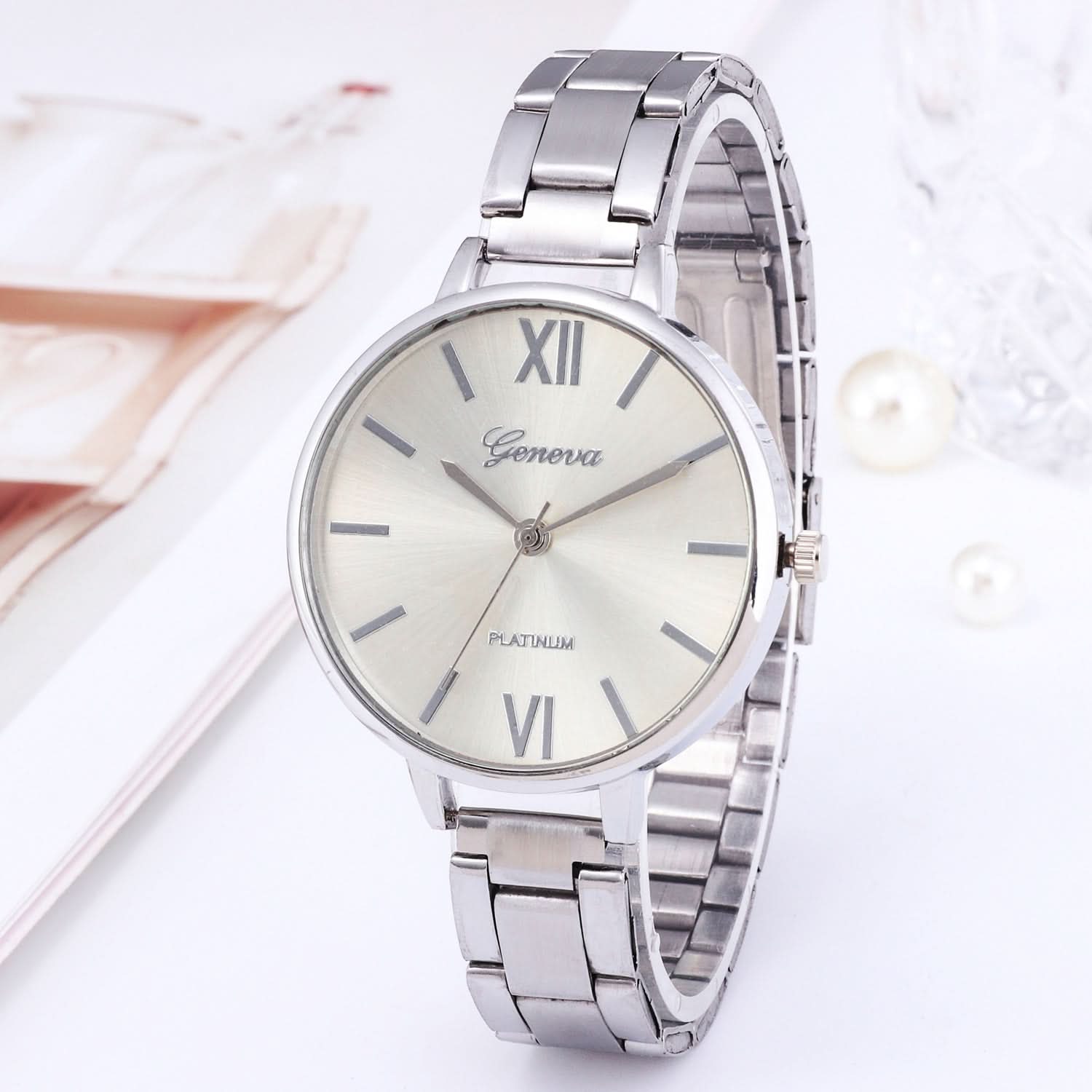 New Style Geneva Thin Steel Band Alloy Quartz Watch