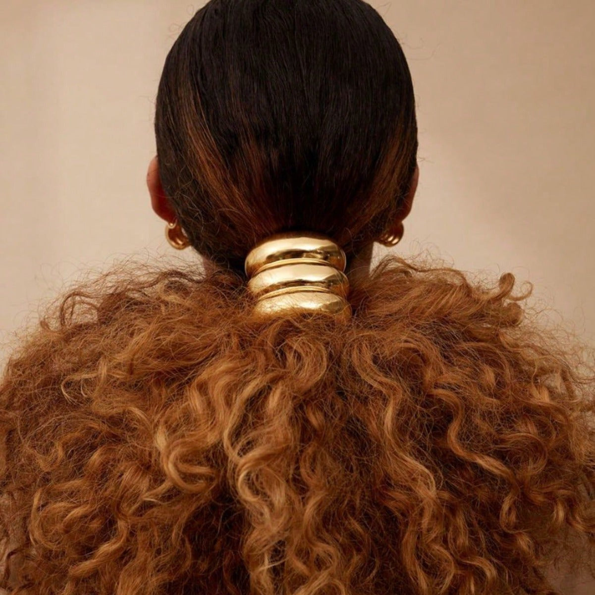 Gold Triple Tube Hair Clip – Modern Minimalist Metal Hair Accessory for Women