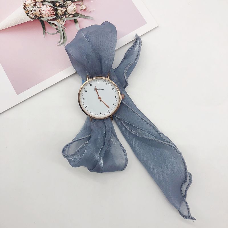 Women’s Solid Color Ribbon Strap Watch – DIY Handmade Fairy Style, World Time