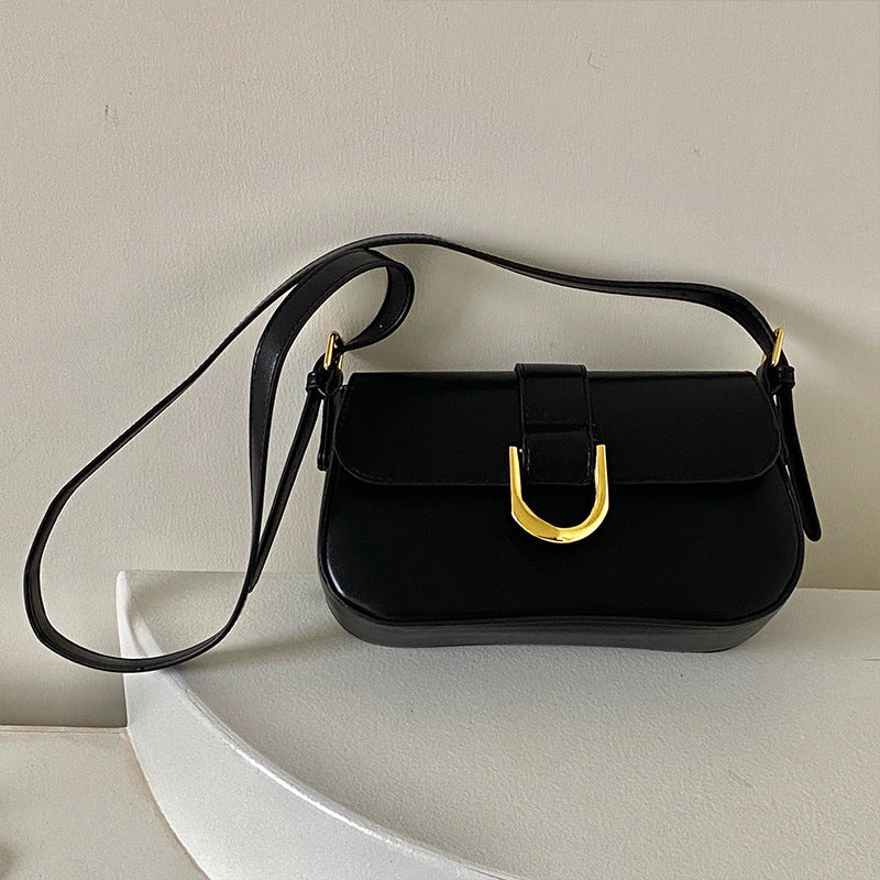 Women's Small Shoulder Bag – Retro Handbag with Horseshoe Buckle, Street Style Crossbody