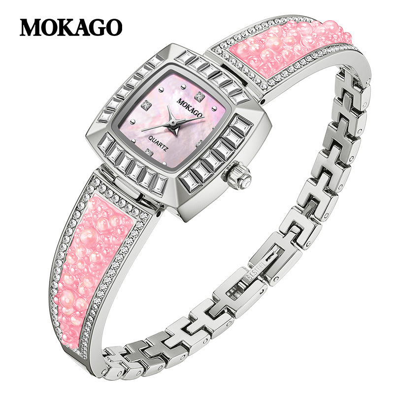 MOKAGO Square Women’s Diamond Watch – Luxury Quartz Waterproof Watch