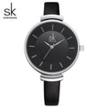 SK Women’s Quartz Leather Strap Watch – Elegant Waterproof Alloy Timepiece