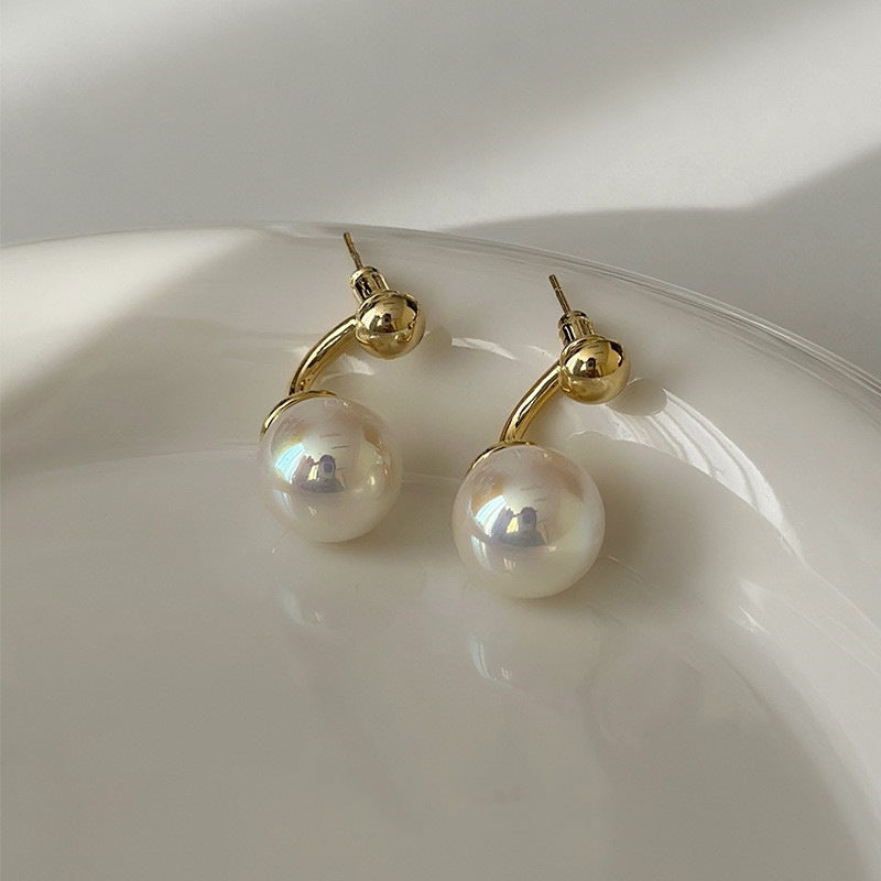 Korean Geometric Pearl Earrings for Women – Retro Silver Design