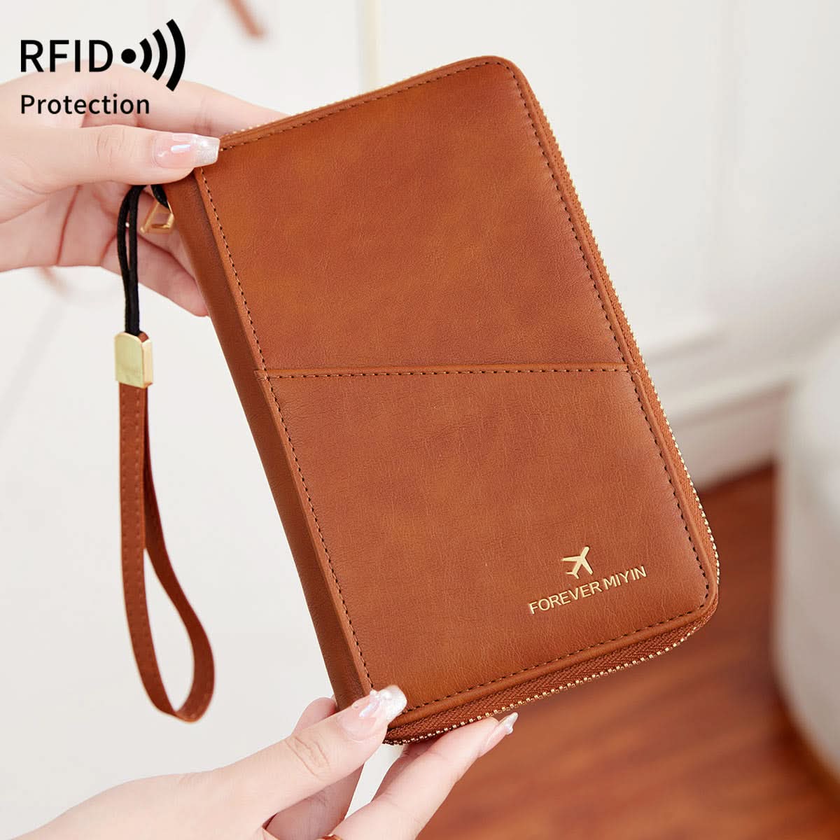 RFID Anti-Theft Travel Passport Wallet – Zipper Organizer for Documents & Tickets