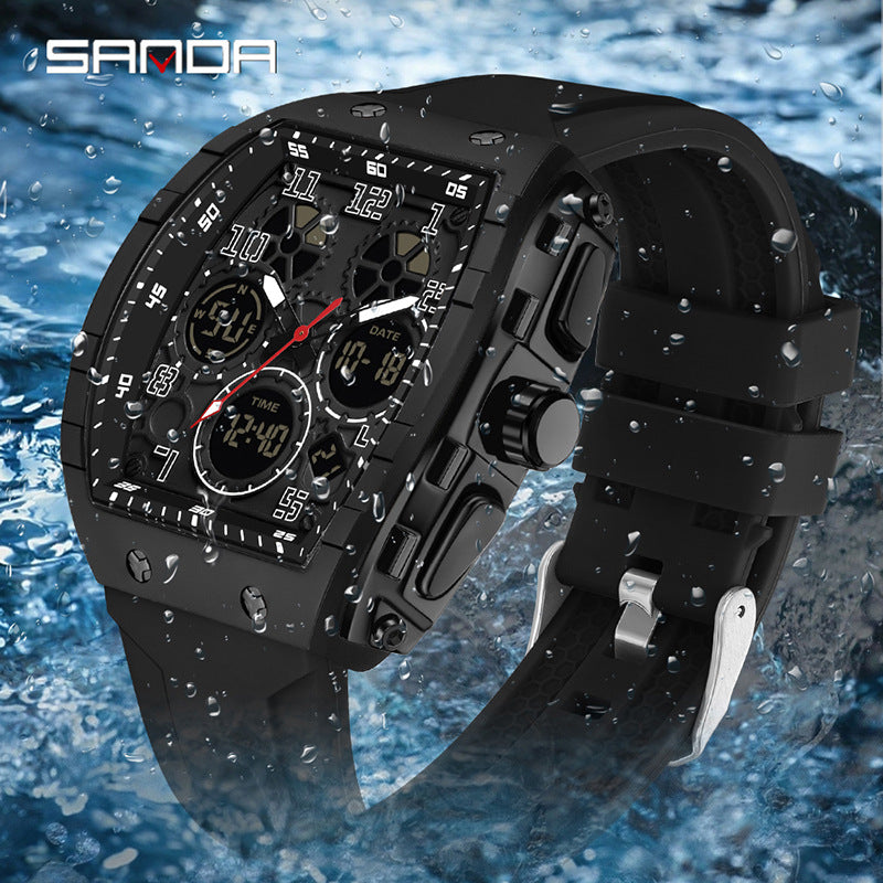 SANDA Men’s Digital Sports Watch – Waterproof Multifunction Alarm Watch with Dual Time