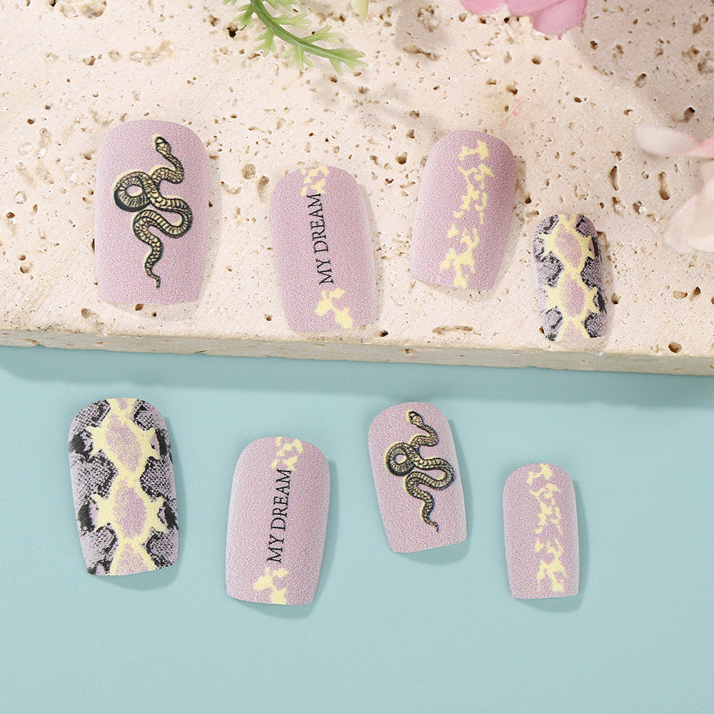 Lavender Snake Print Press-On Nails – Square Acrylic False Nails