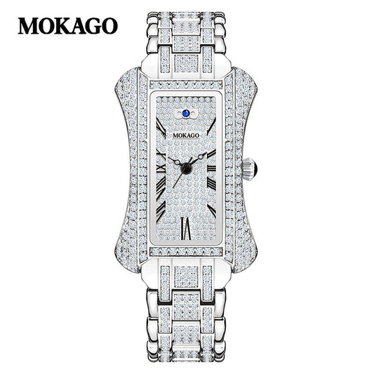 MOKAGO Ladies Diamond Quartz Watch – Luxury Rectangular Fashion Timepiece