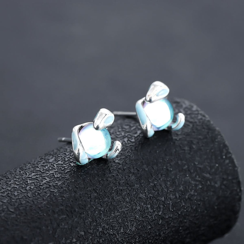 Trendy Medusa Ice Blue Eye Earrings for Men & Women - Fashionable