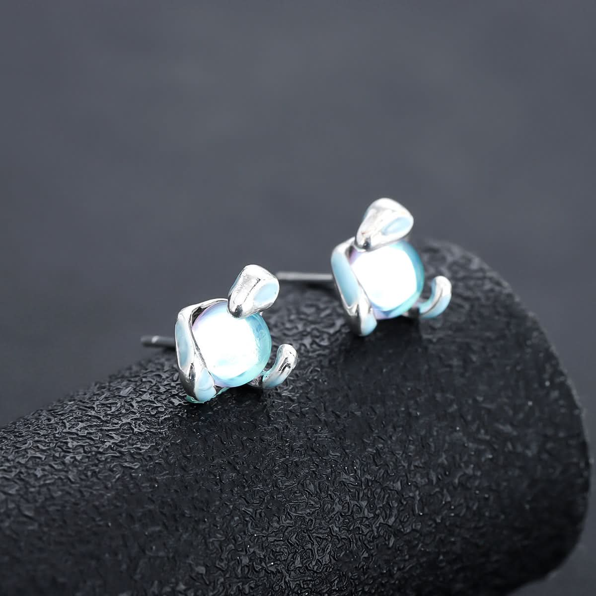 Trendy Medusa Ice Blue Eye Earrings for Men & Women - Fashionable