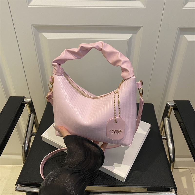 Pleated Dumpling Crossbody Bag – Small PU Shoulder Handbag for Women