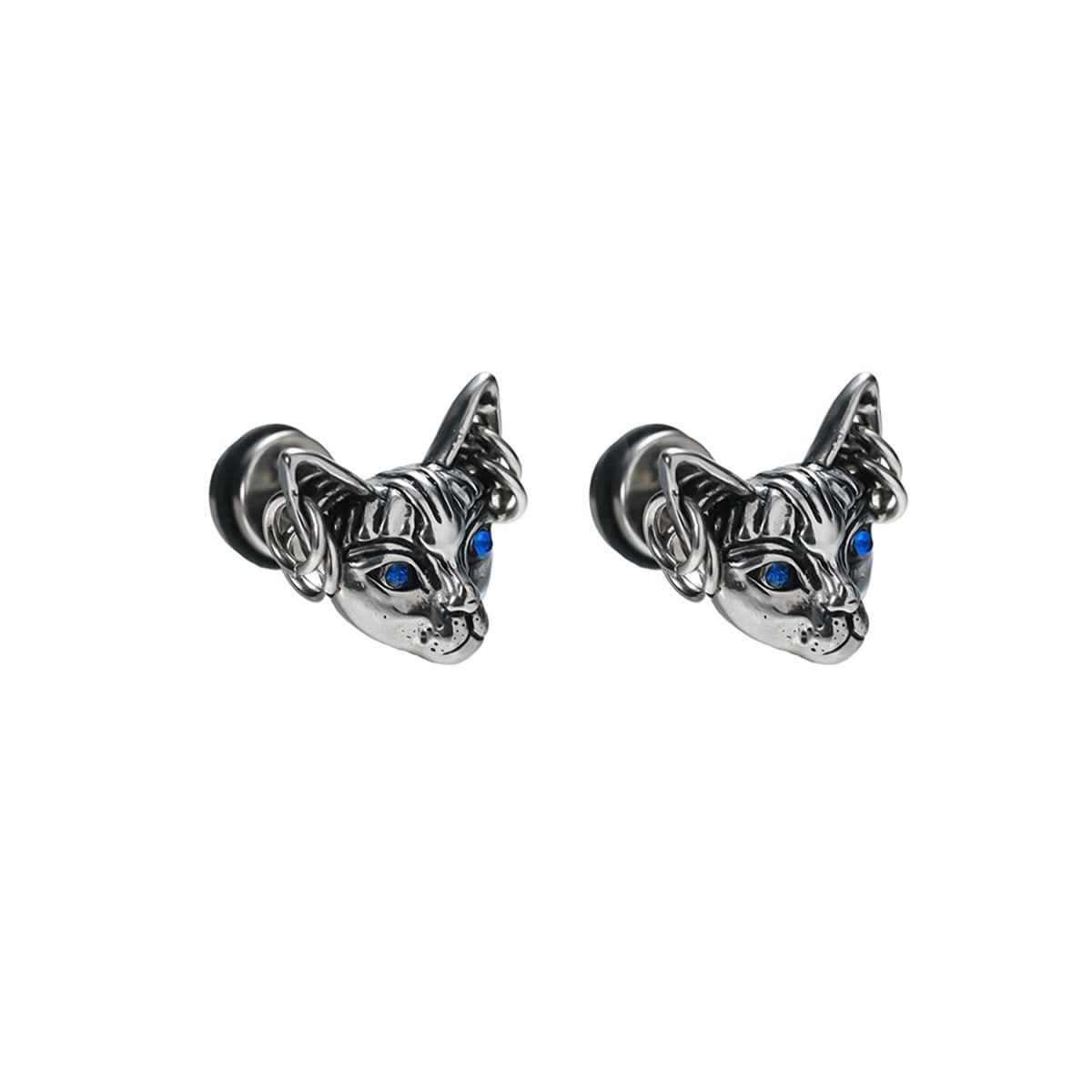 Men’s Retro Cheetah Head Earrings - Gothic Punk Jewelry