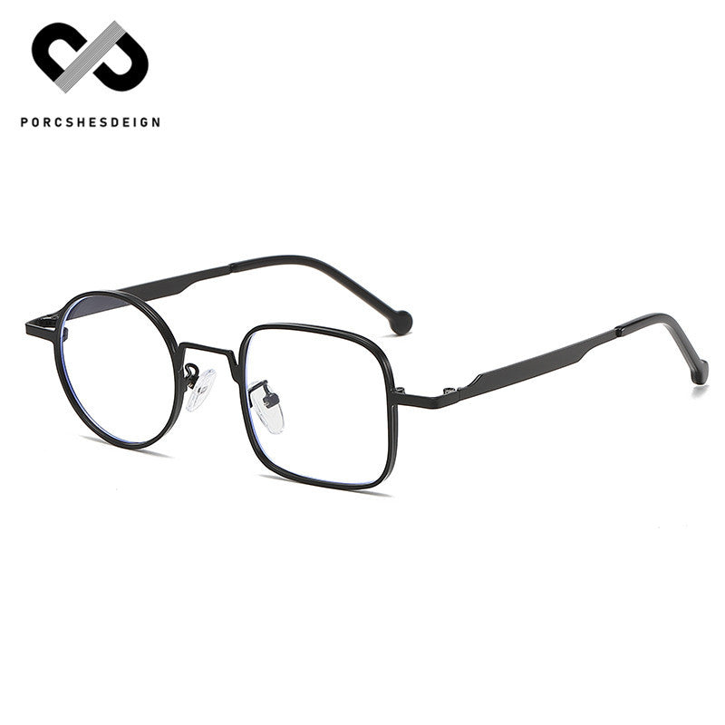 Asymmetrical Anti-Blue Light Glasses – Retro Japanese Style Metal Eyewear for Myopia
