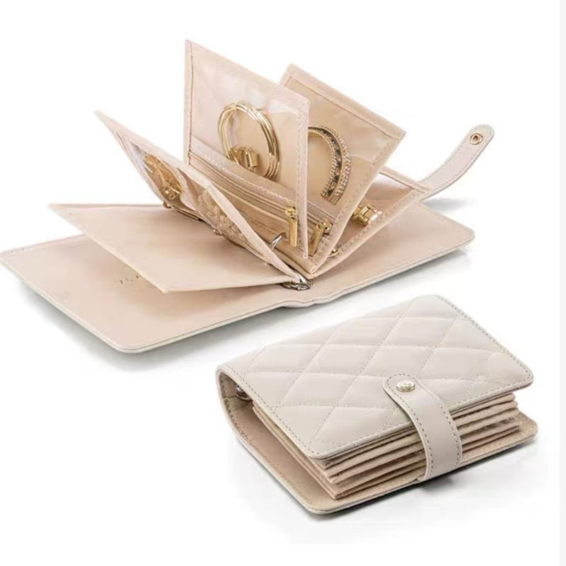 Velvet Jewelry Storage Book with Zipper – Small Clutch Style with Inner Pouch Pages