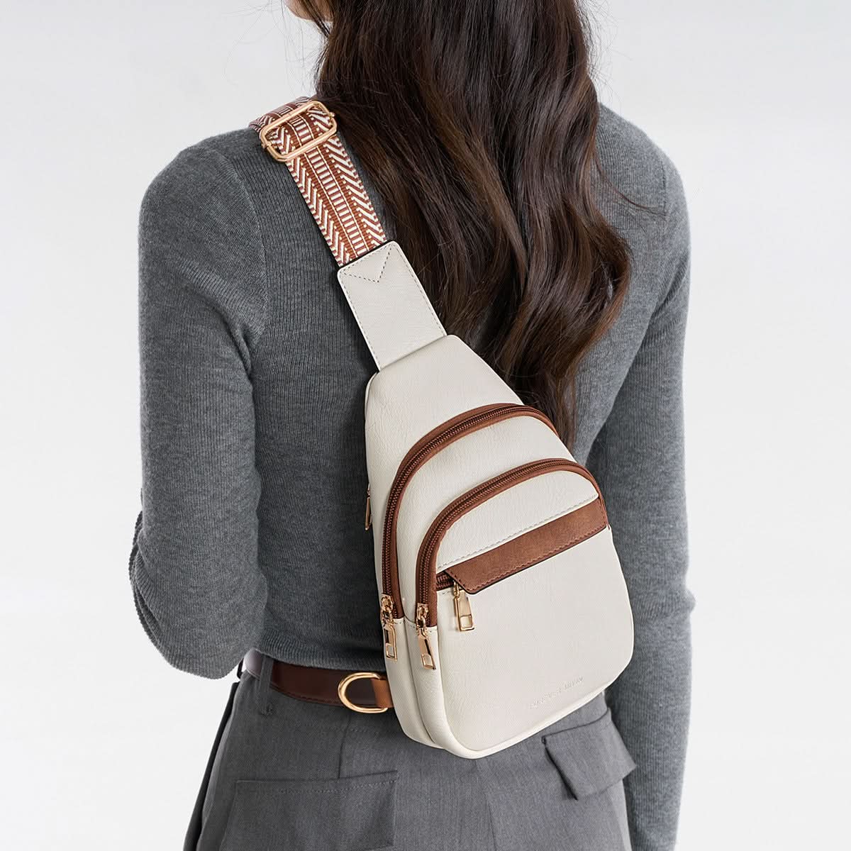 Women's Retro Crossbody Chest Bag – Wide Shoulder Strap